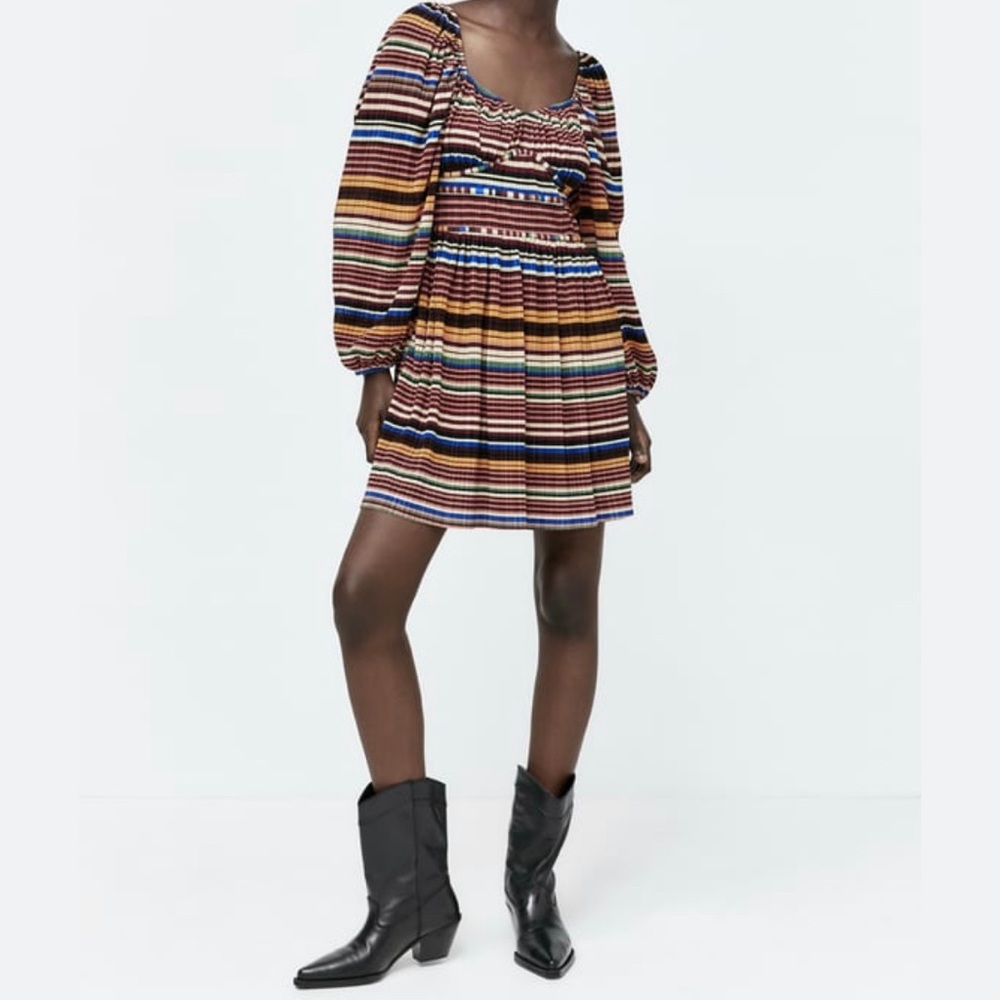 Zara Printed Pleated Dress